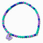 Claire&#39;s Club Green &amp; Purple Butterfly Seed Bead Stretch Bracelet,