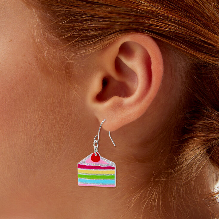 Rainbow Layer Cake 1&quot; Drop Earrings,