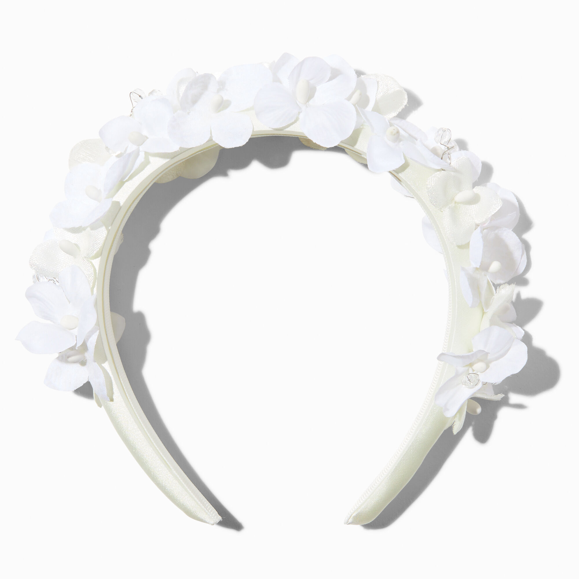 View Claires Flower Bead Headband White information