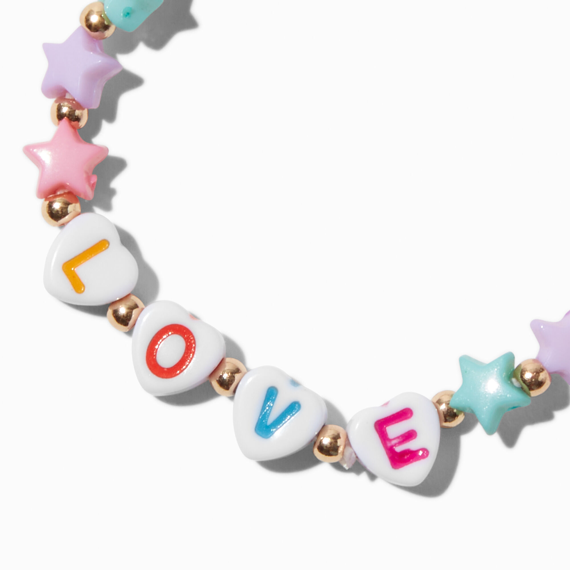 Claire's Club Love Star Beaded Stretch Bracelets - 3 Pack,