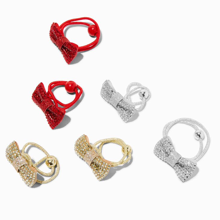 Claire&#39;s Holiday Icon Bow Hair Ties - 6 Pack,
