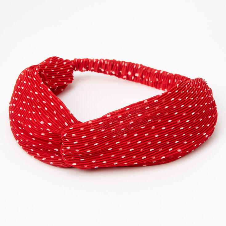 Claire's Bandeau noué plissé à pois - Rouge