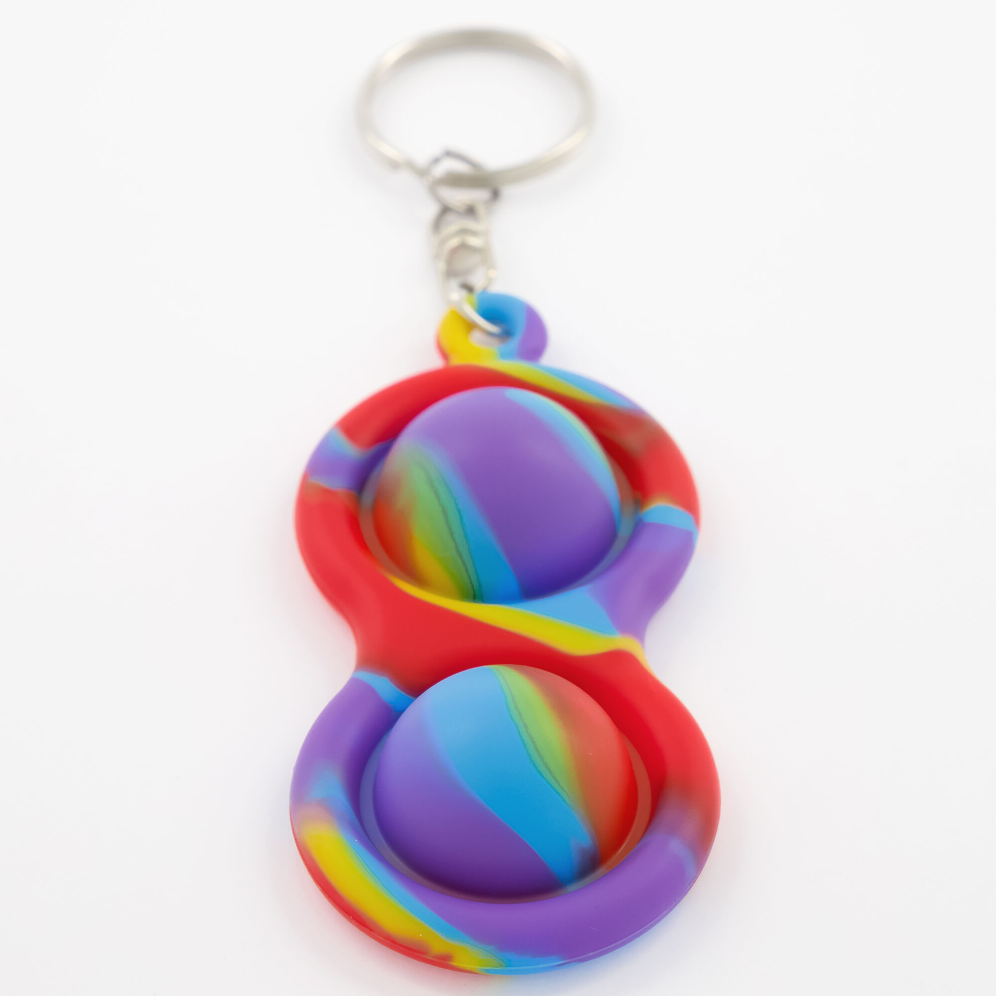 Rainbow Push Poppers Fidget Toy Keychain - Rainbow,