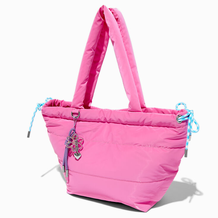 Pink Nylon Puffy Tote Bag,