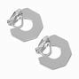 Silver-tone Octagon 20MM Clip-On Hoop Earrings,