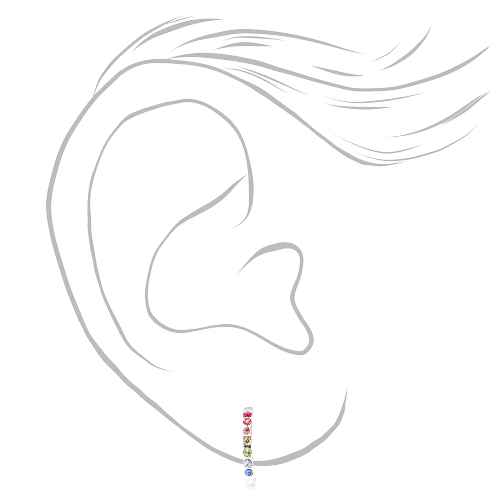 C LUXE by Claire's Sterling Silver Rainbow Stone Hoop Earrings,