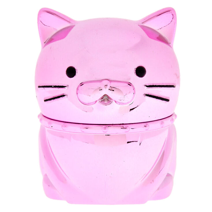 Gloss parfum&eacute; &agrave; la limonade en forme de chat rose m&eacute;tallique,