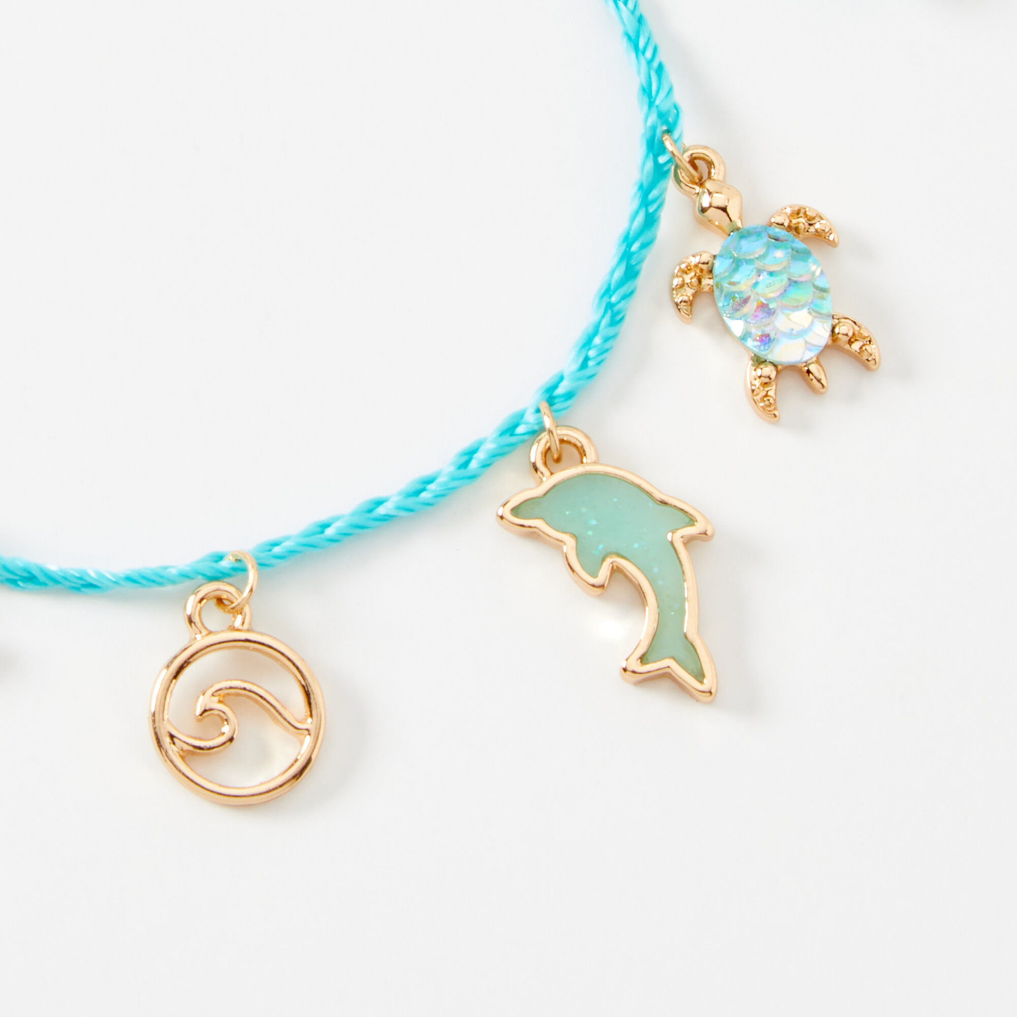 Turquoise Aquatic Life Charm Bolo Bracelet