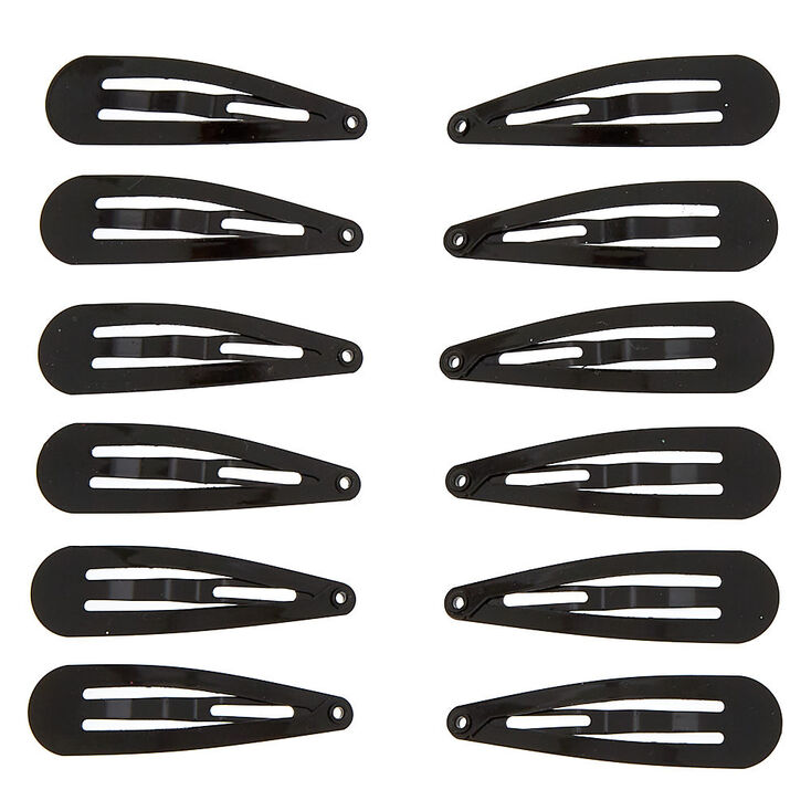 Classic Hair Snap Clips - Black,
