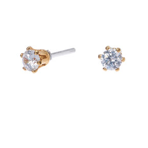 C LUXE by Claire&#39;s 18kt Gold Plated Cubic Zirconia 3mm Round Stud Earrings,