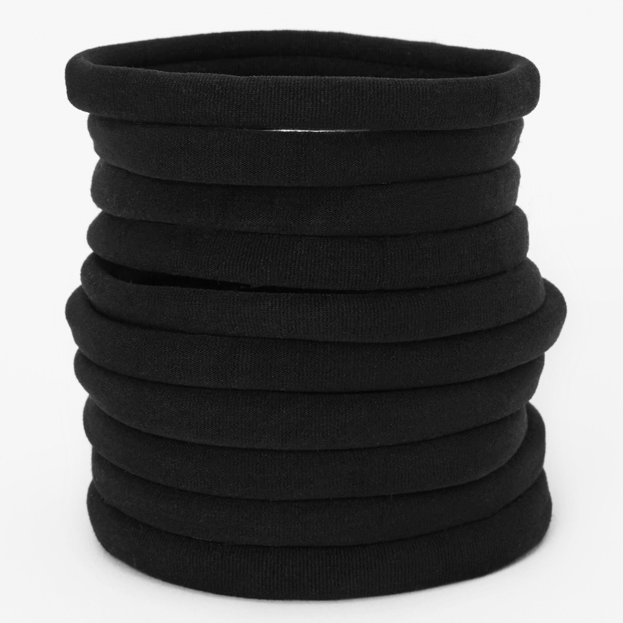 Élastiques roulés noirs unis (lot de 10),
