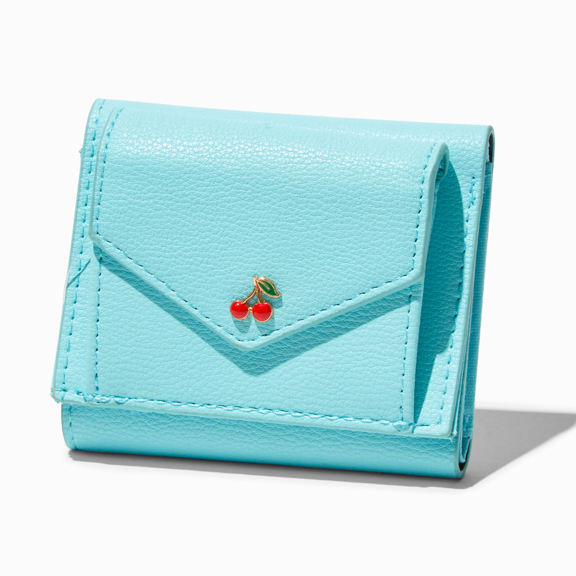 View Claires Embellished Cherries Trifold Wallet Blue information