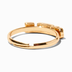 Rainbow Enameled Smile Gold Adjustable Ring,