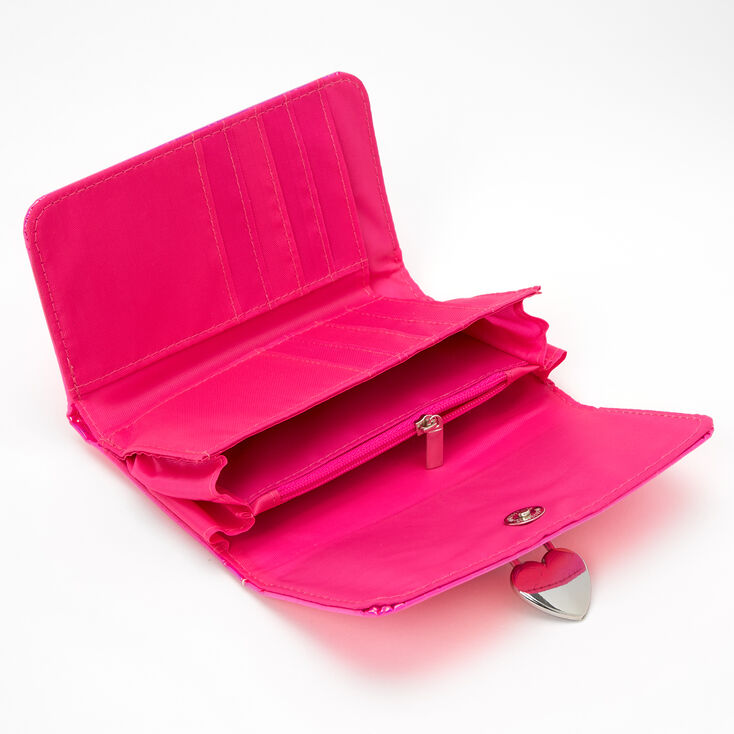 Vinyl Heart Printed Wallet - Pink,