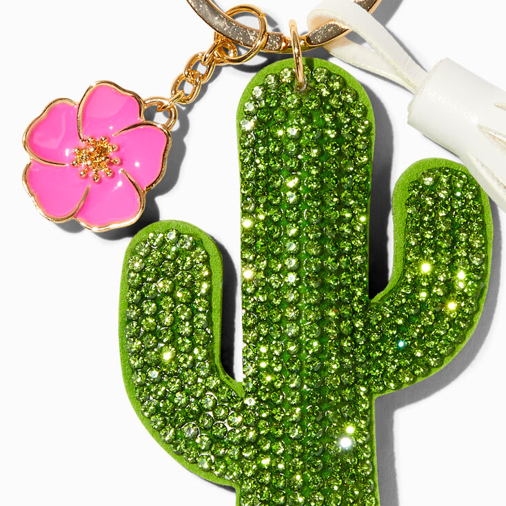 Green Saguaro Cactus Tassel Keychain,