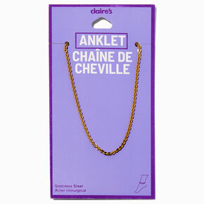 Gold-tone Stainless Steel Chunky Rope Chain Anklet,