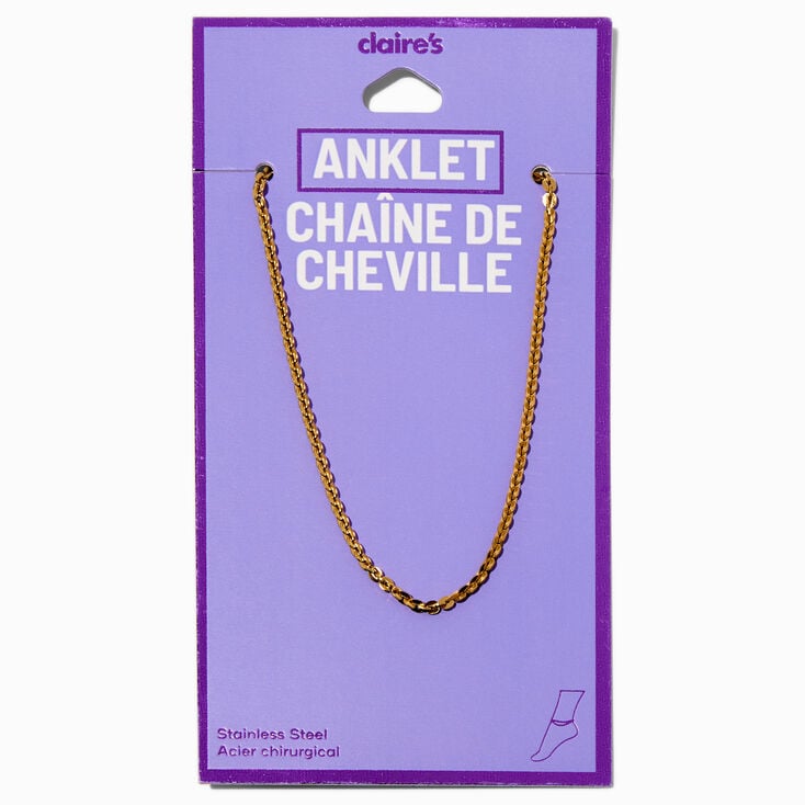 Gold-tone Stainless Steel Chunky Rope Chain Anklet,
