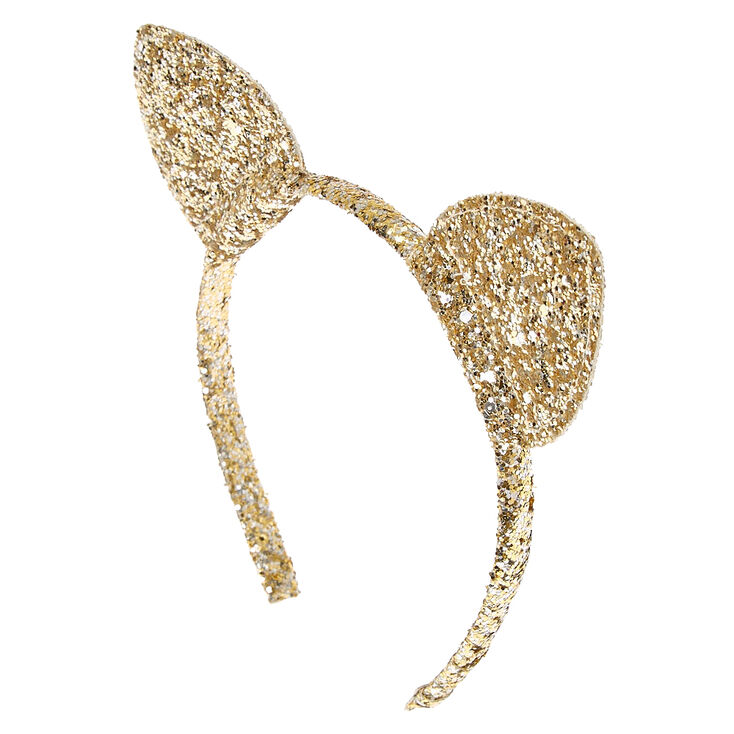 Claire S Club Glitter Cat Ears Headband Gold Claire S Us