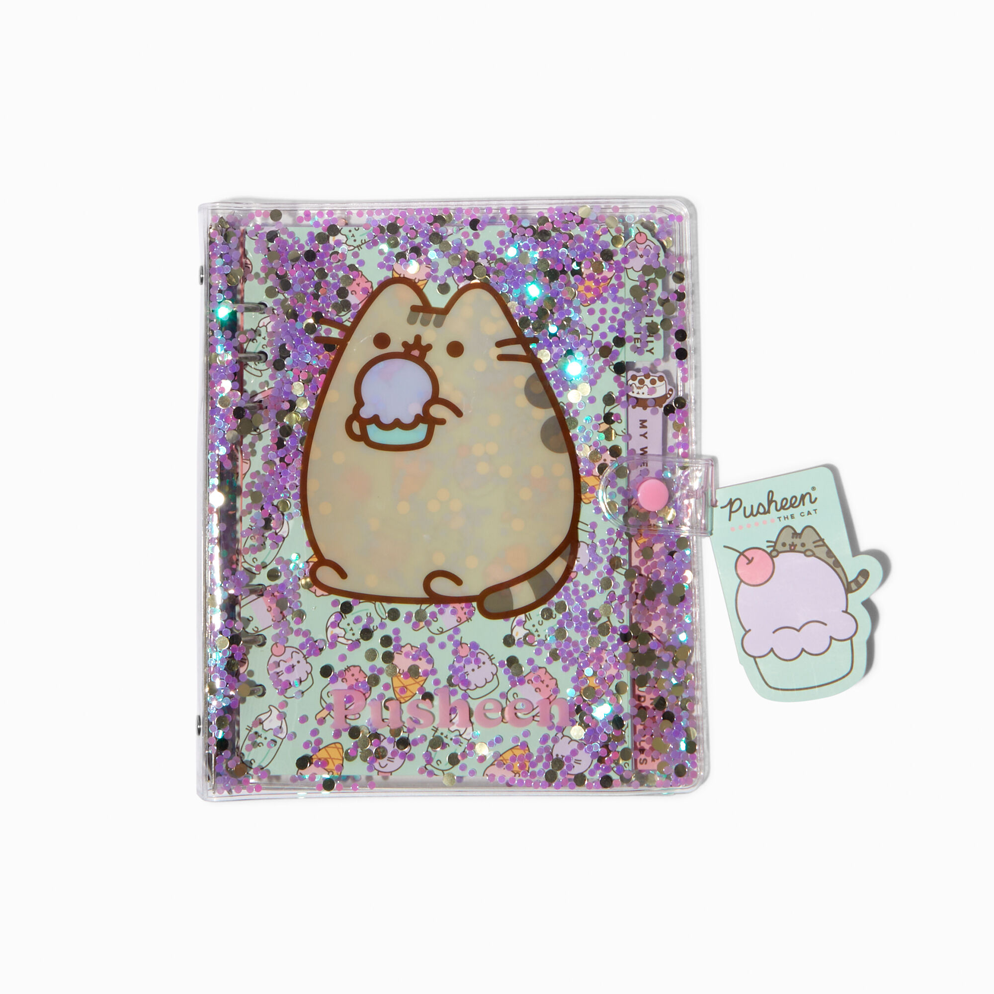 View Claires Pusheen Strawberry Milk Glitter Planner Notebook Pink information