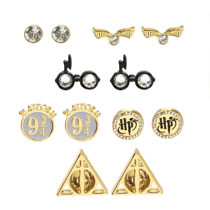 Claire's Lot de 6 paires de boucles d'oreilles créoles et clous d'oreilles  Harry Potter - Bijoux officiels Harry Potter pour filles et femmes, Métal :  : Mode