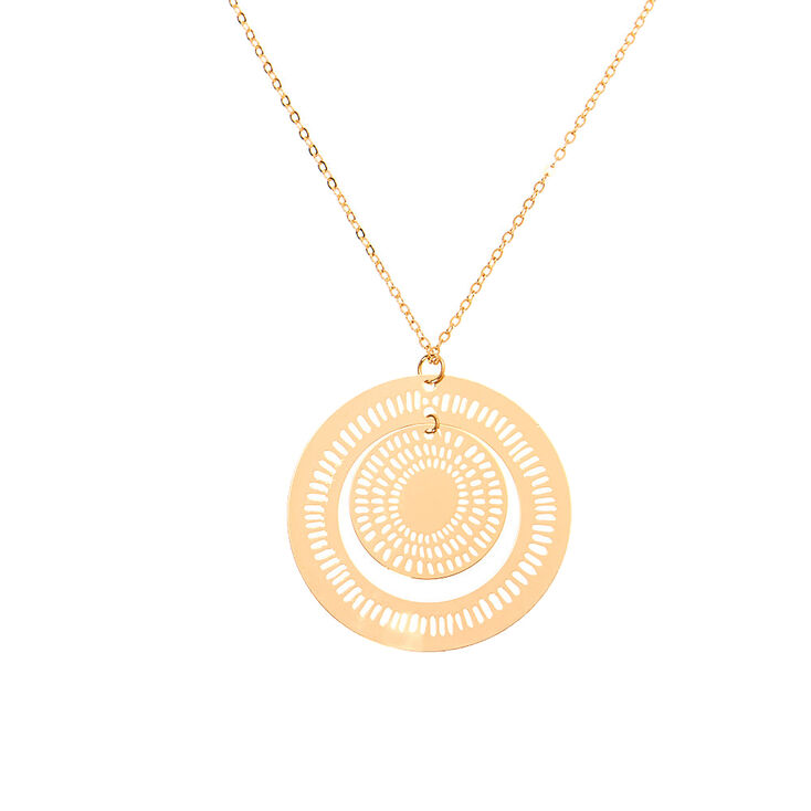 Claire's Collier long à pendentif médaillon couleur doré