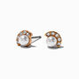 Pearl &amp; Crystal Fan Gold-tone Stud Earrings,