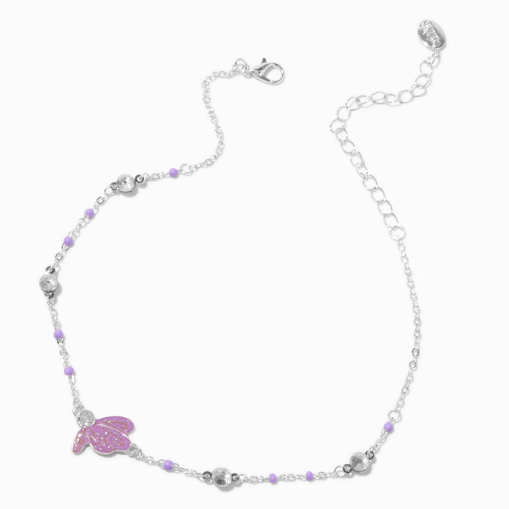 Claire's Club Purple Butterfly Pendant Necklace,
