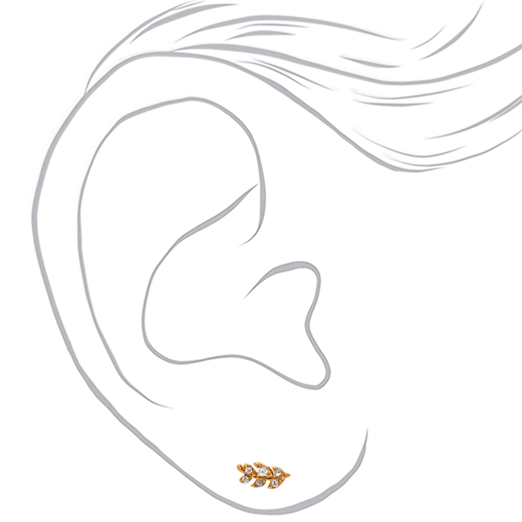 Clous d'oreilles feuille strass couleur dorée jaune C LUXE by Claire's,