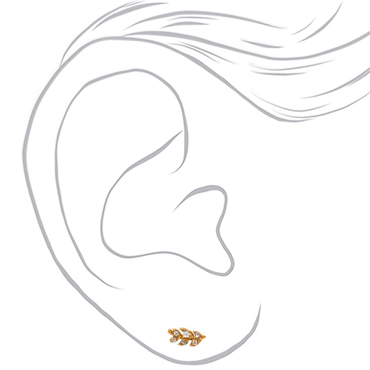 Clous d&#39;oreilles feuille strass couleur dor&eacute;e jaune C LUXE by Claire&#39;s,