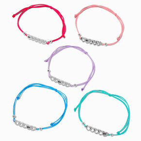 Best Friends Open Heart Adjustable Bracelets - 5 Pack,