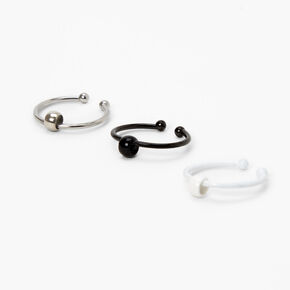 Mixed Metal Neutral Ball Faux Hoop Nose Rings - 3 Pack,