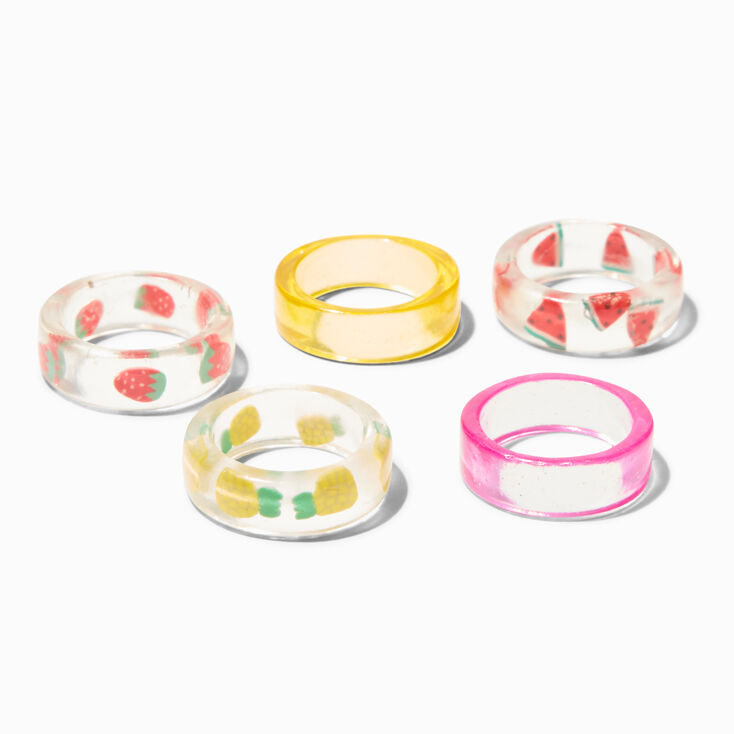 Claire&#39;s Club Fruit Acrylic Rings - 5 Pack,