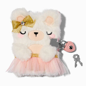 Claire&#39;s Club Plush Ballerina Bear Lock Diary,