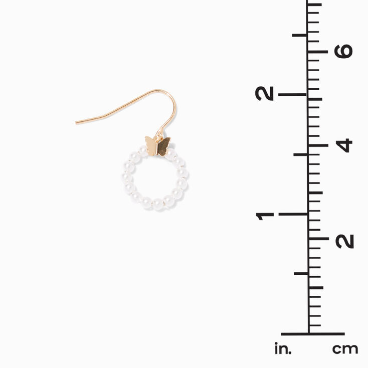 Gold-tone Butterfly Pearl 0.5&quot; Drop Earrings,