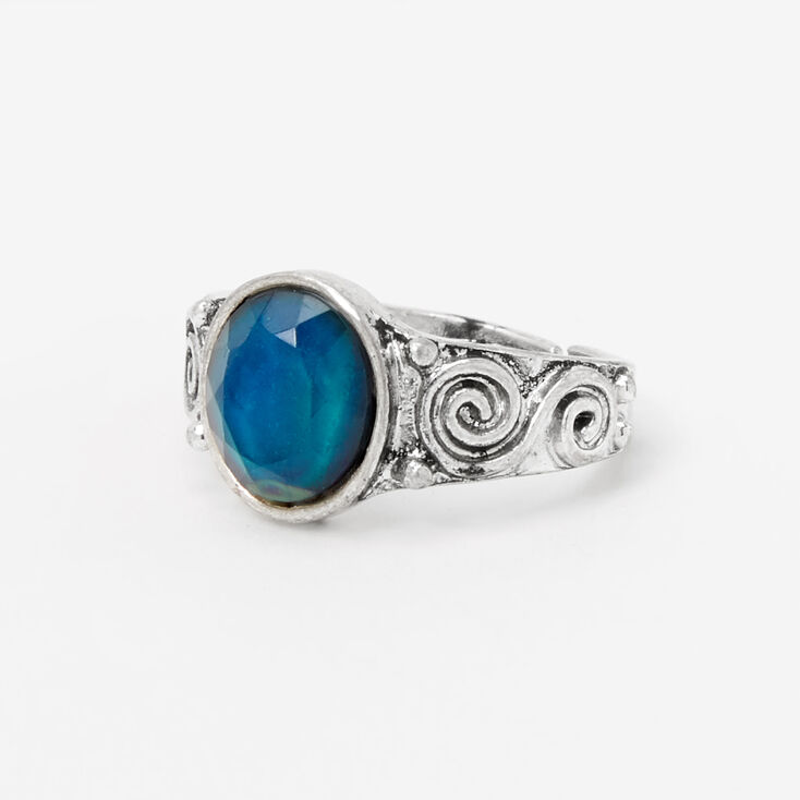 Silver Ornate Band Oval Mood Ring,