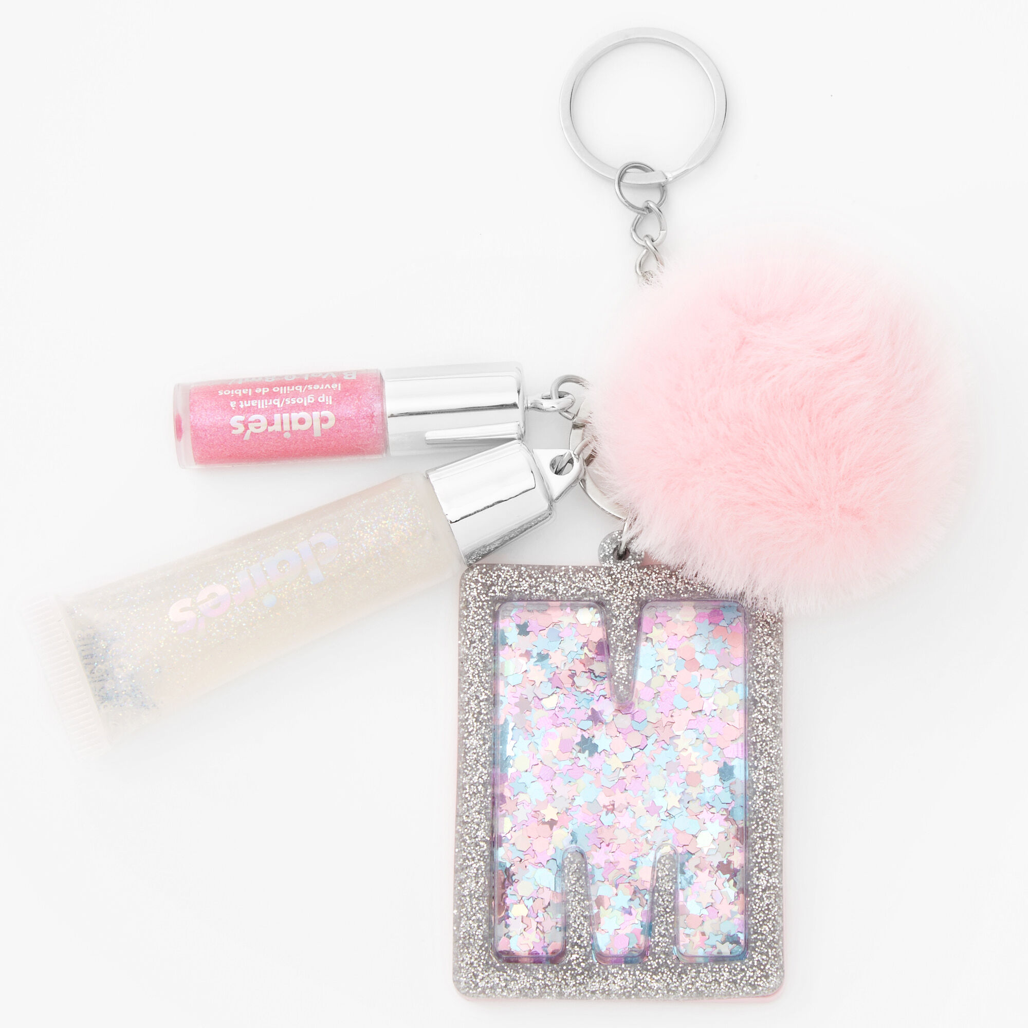 Initial Lip Gloss Keychain - Pink, M