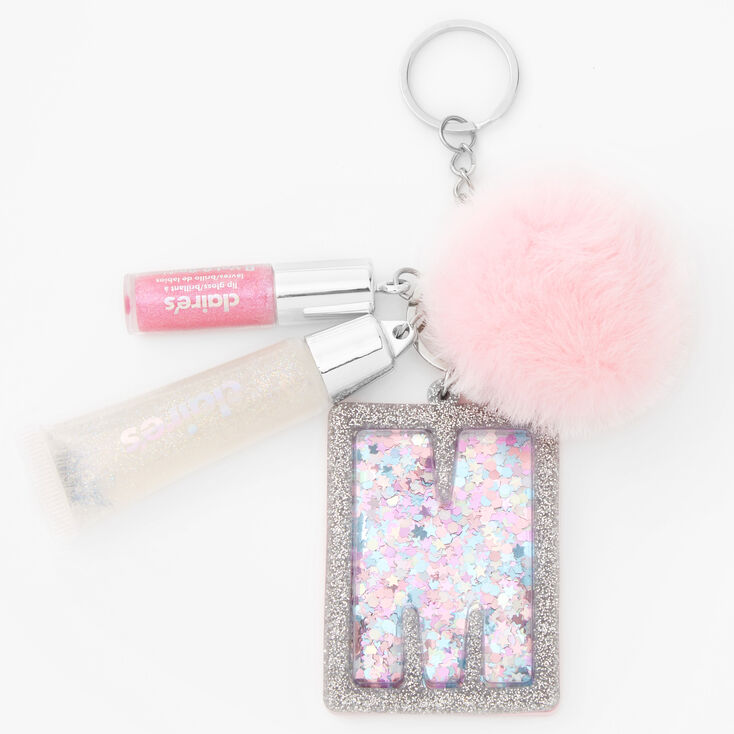 Initial Lip Gloss Keychain - Pink, M,