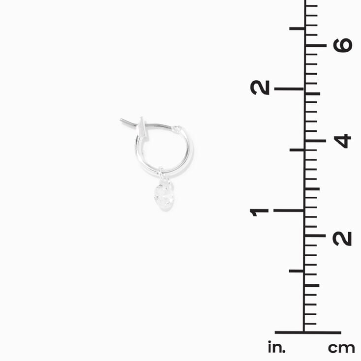 Boucles d&rsquo;oreilles huggies 10&nbsp;mm avec breloque en zircon cubique couleur argent&eacute;e,