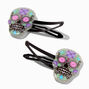 Purple &amp; Pink Sugar Skulls Hair Snap Clips - 2 Pack,