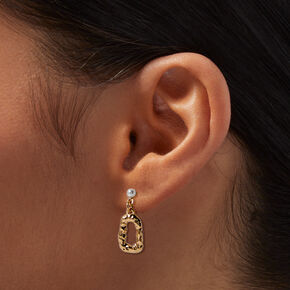 Gold-tone &amp; Pearl Hoop Earring Stackables Set - 6 Pack,