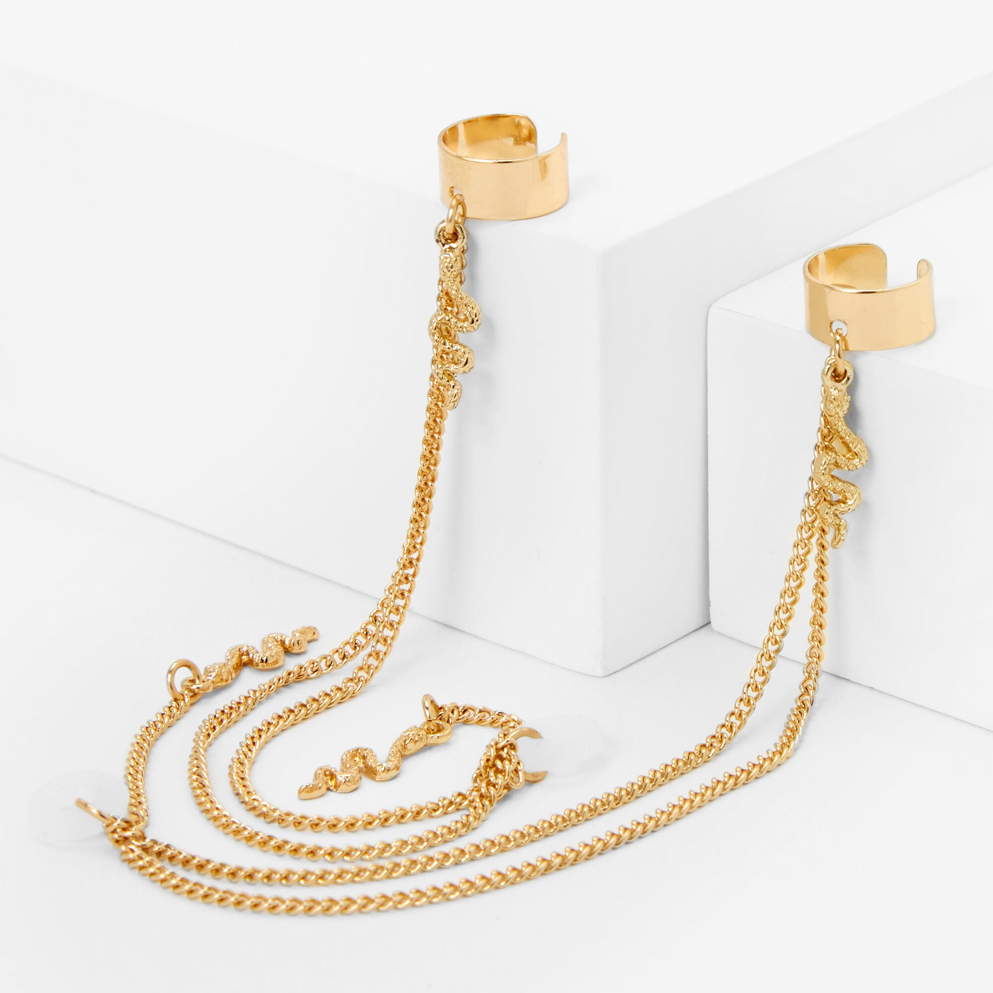 Claire's Manchettes d’oreilles serpent couleur dorée - Compatible avec les AirPods® de Apple