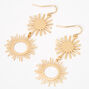 Gold Double Sun 2&quot; Drop Earrings,