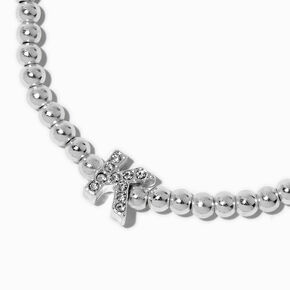 Silver-tone Pav&eacute; Crystal Letter Initial Stretch Bracelet - K,