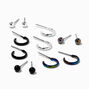 Silver &amp; Black Earrings Set - 6 Pack,