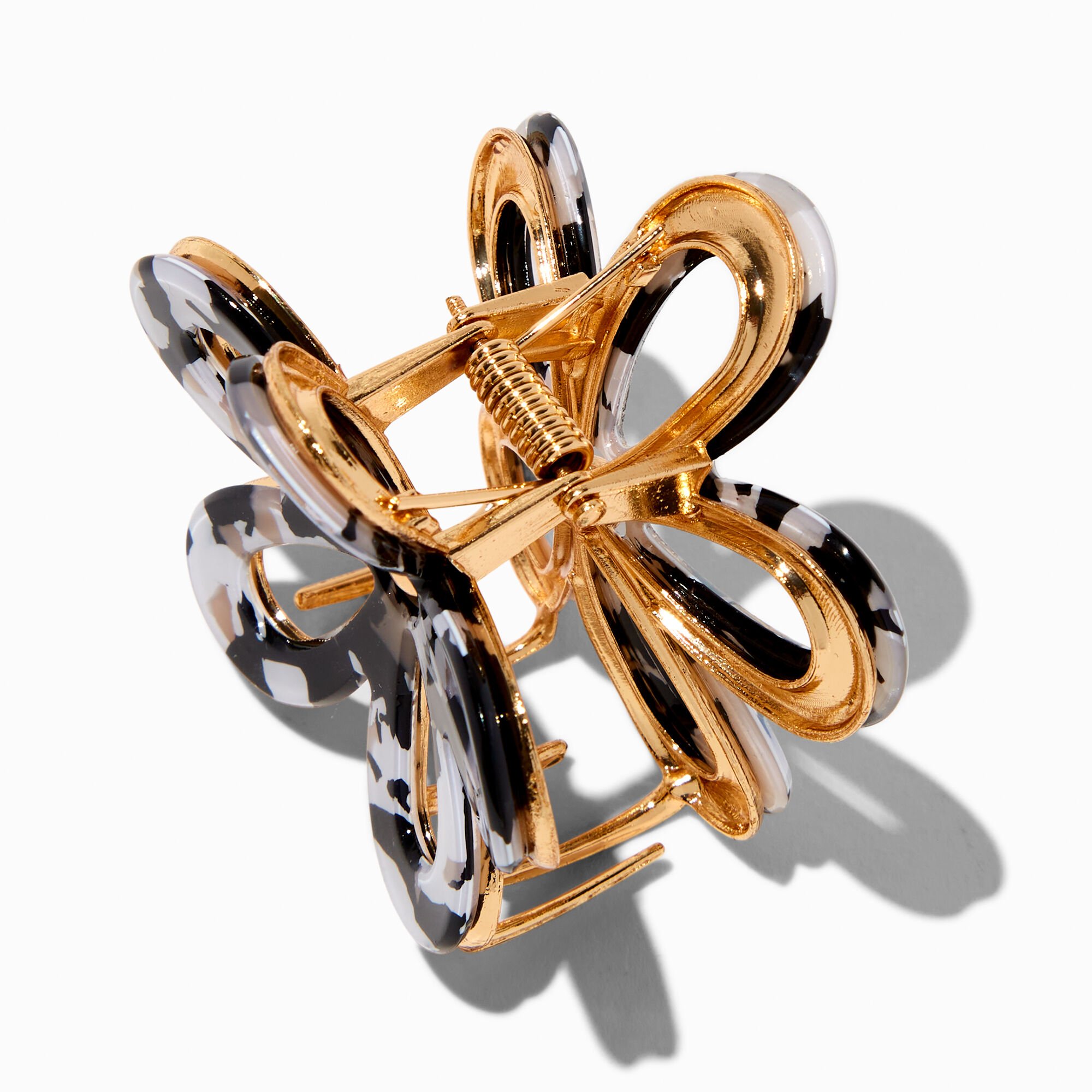 Black & White Metal Flower Hair Claw,
