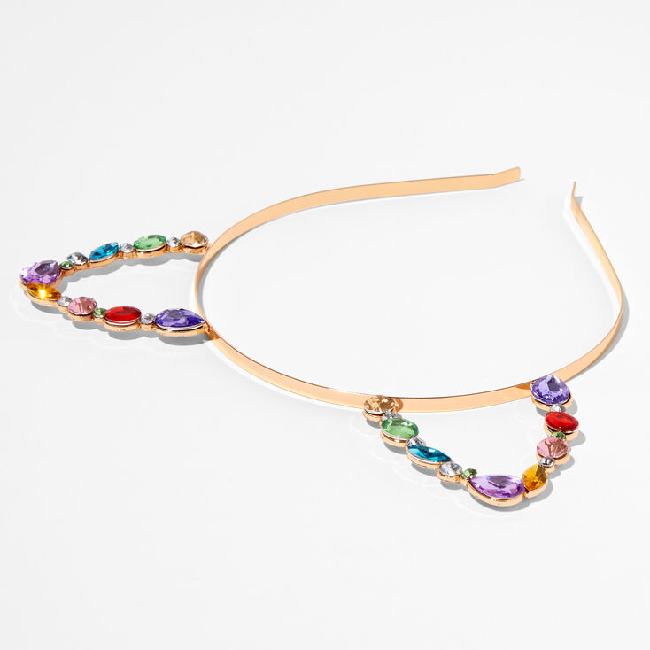 Rainbow Gemstone Cat Ears Headband,