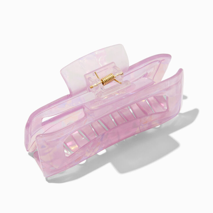 Iridescent Pink Rectangular Hair Claw,