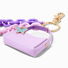 Butterfly Charm Purple Mini Purse Keychain,