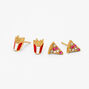 18k Gold Plated Fries &amp; Pizza Stud Earrings &#40;2 Pack&#41;,
