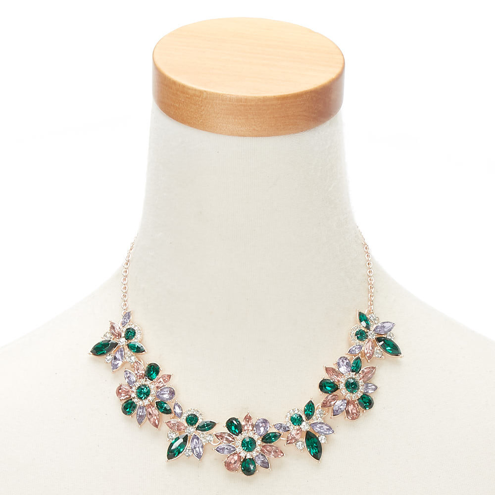 Lot de 2 bijoux à fleurs ton de joyaux - couleur émeraude,